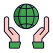 Hands holding globe icon